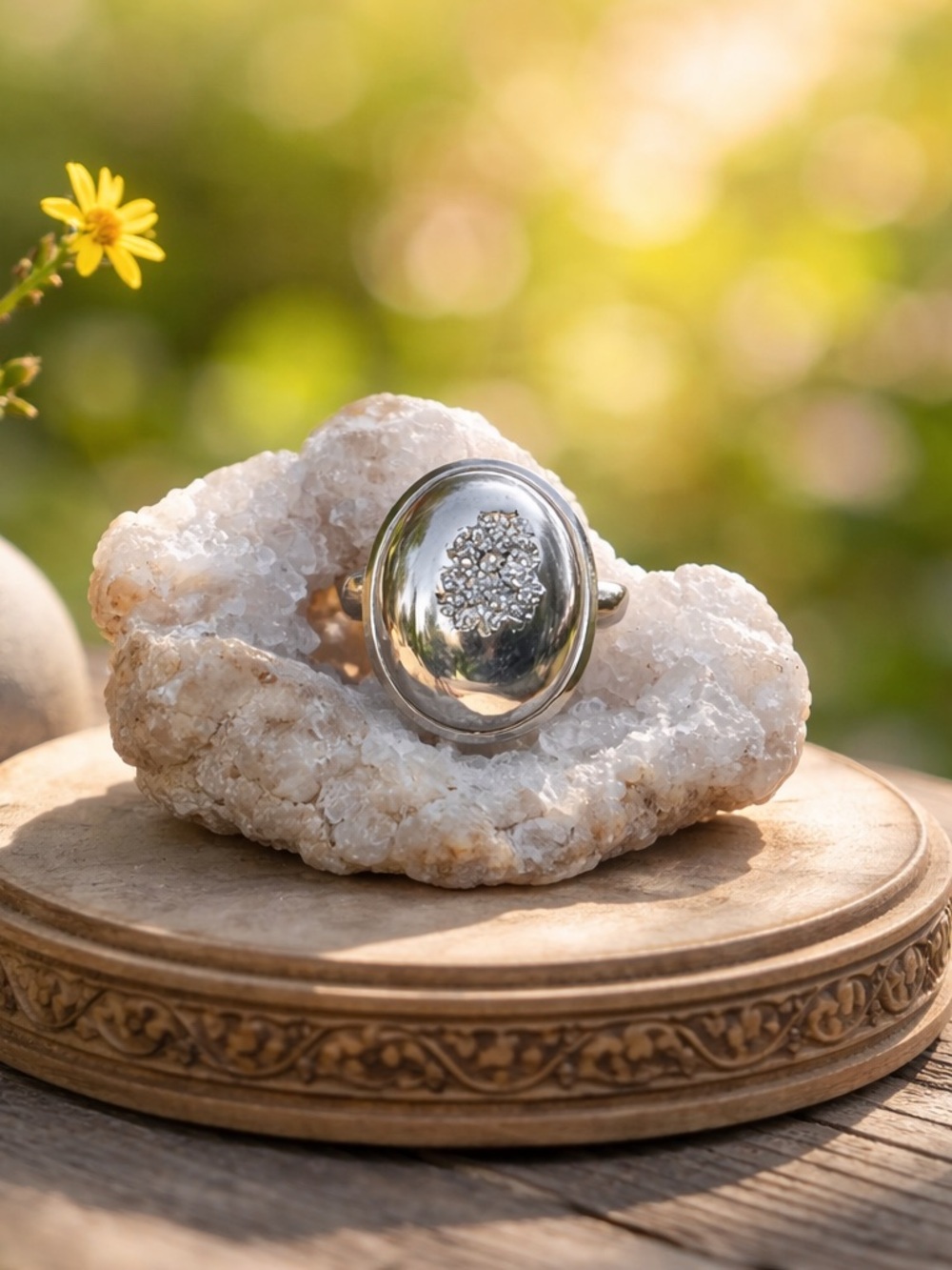 Platinum Aura Druzy Ring - Picture 3 of 14